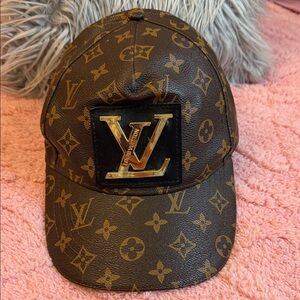 Monogram Brown Cap with Gold Accents